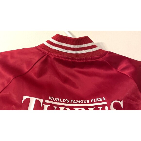 Vintage Satin Bomber Red Jacket XXL 80s Worlds Famous Pizza TUBBY’S Indiana - Picture 3 of 8